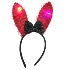 Led Işıklı Yanar Söner Püsküllü Kırmızı Renk Tavşan Tacı