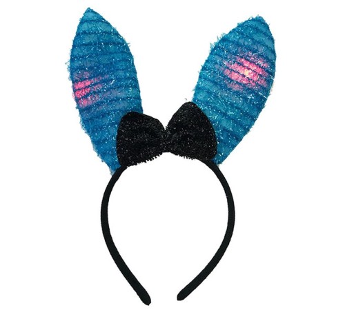 Led Işıklı Yanar Söner Püsküllü Mavi Renk Tavşan Tacı