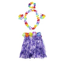 Luau Aloha Hawaii Kolye Etek Taç ve Bileklik Seti Mor