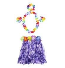 Luau Aloha Hawaii Kolye Etek Taç ve Bileklik Seti Mor