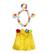 Luau Aloha Hawaii Kolye 50 cm Etek Taç ve Bileklik Seti Sarı