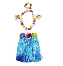 Luau Aloha Hawaii Partisi Etek Taç ve Bileklik Seti Mavi