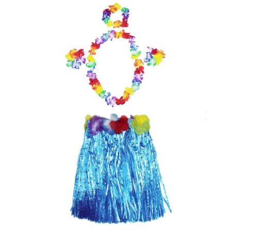 Luau Aloha Hawaii Partisi Etek Taç ve Bileklik Seti Mavi