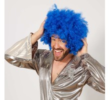 Mavi Renk Kıvırcık Afro Bonus Peruk