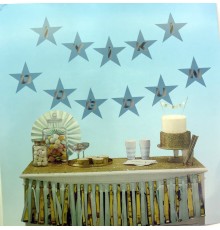 Mavi Üzeri Gümüş Yıldız İyiki Doğdun Flama Süs