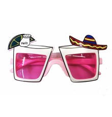 Meksika Şapkalı Tekila Parti Gözlüğü Pembe Renk