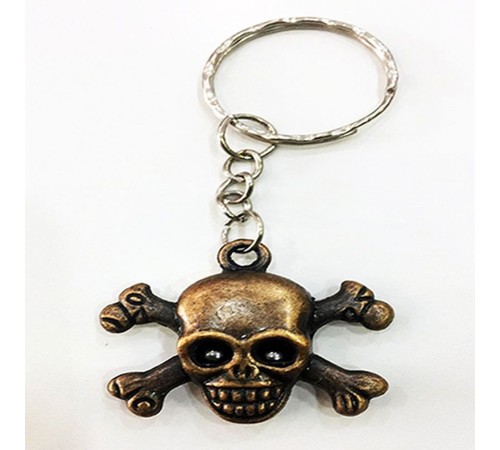 Metal Malzemeden İmal Kuru Kafa Korsan Anahtarlık Bakır Renk