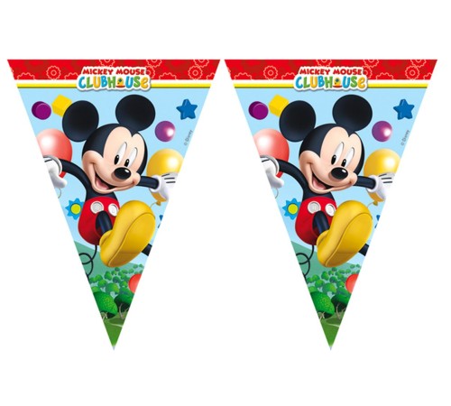 Mickey Mouse Temalı Üçgen Bayrak Flama Süsleme 3.2 Metre