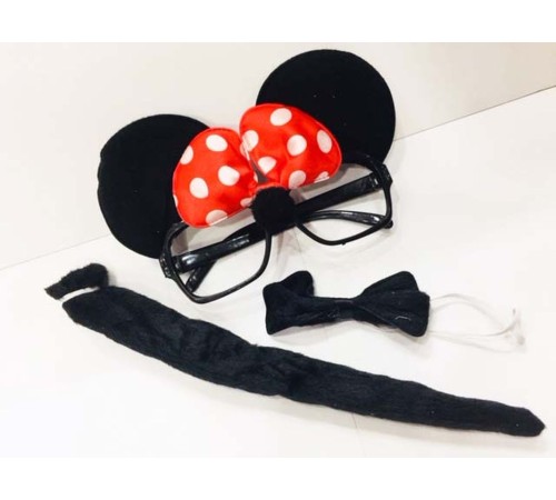 Minnie Mouse Gözlüğü Papyonu Kuyruğu Seti