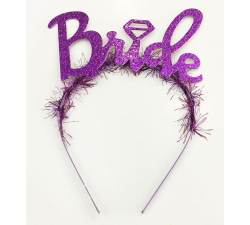 Mor Renk Bekarlığa Veda İtalik Yazı Alyanslı Bride Taç
