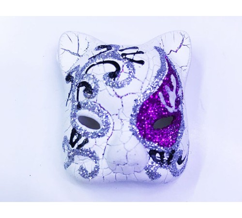 Mor Renk İşlemeli Seramik Malzemeden İmal Venedik Kedi Model Magnet