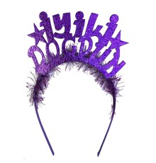 Mor Renk İyiki Doğdun Yazılı Eva Doğum Günü Parti Tacı