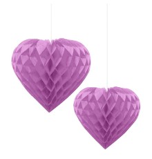 Mor Renk Kalp Şekilli Petek Kağıt Süs Dekor Asma Süsleme 25 cm 1 Adet