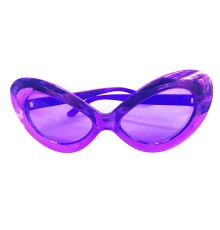 Metalize Yeşilçam 80 li 90 lı Yıllar Parti Gözlüğü Mor Renk 15x7 cm