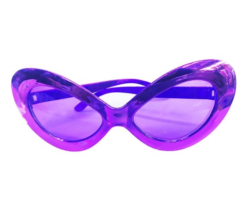 Metalize Yeşilçam 80 li 90 lı Yıllar Parti Gözlüğü Mor Renk 15x7 cm
