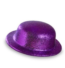 Mor Renk Yuvarlak Simli Plastik Parti Şapkası