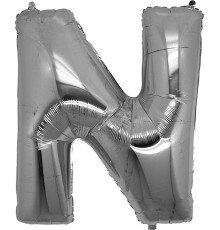 N Harf Folyo Balon Gümüş Renk 40 inç
