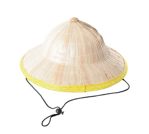 Naturel Renk Cambodia Kamboçyalı Vietnam Konik Şapkası PVC Hasır