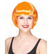 Neon Turuncu Renk Açık Turuncu Küt Parti Peruğu Kısa Takma Saç