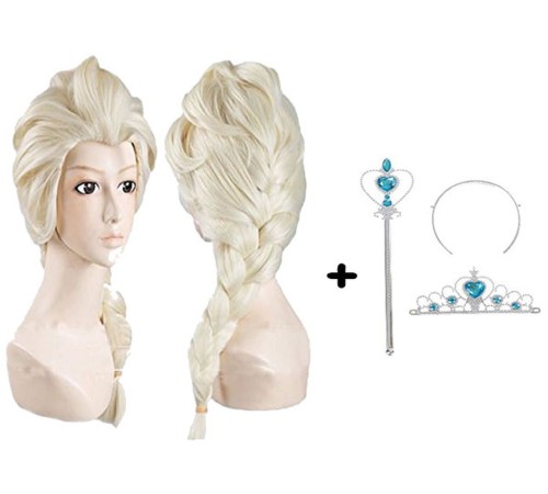Örgülü Karlar Ülkesi Frozen Elsa Peruğu Tacı ve Sopası Çocuk Boy