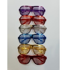 Metalize Panjur Şekilli Parlak Parti Gözlüğü 6 Renk 15x6