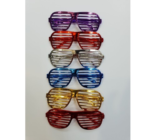 Metalize Panjur Şekilli Parlak Parti Gözlüğü 6 Renk 15x6
