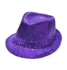 Payetli Çocuk Şapkası Mor Renk