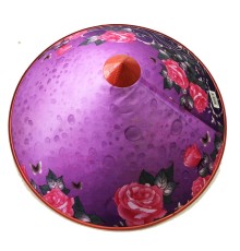 Pembe Çiçekli Damlalı Saten Kaplama Mor Vietnam Şapkası