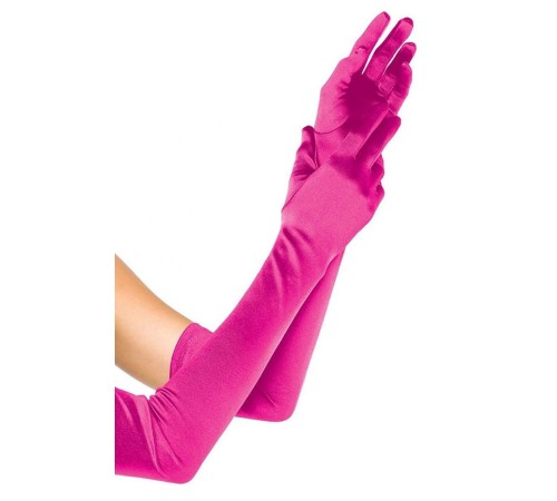 Pembe Renk Ekstra Lüks Parlak Uzun Boy Saten Eldiven-530