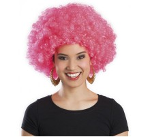 Pembe Renk Kıvırcık Afro Bonus Peruk