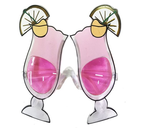 Pembe Renk Kokteyl Temalı Yılbaşı Parti Gözlüğü