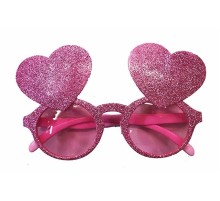 Pembe Renk Sim İşlenmiş Kalp Figürlü Yılbaşı Parti Gözlüğü