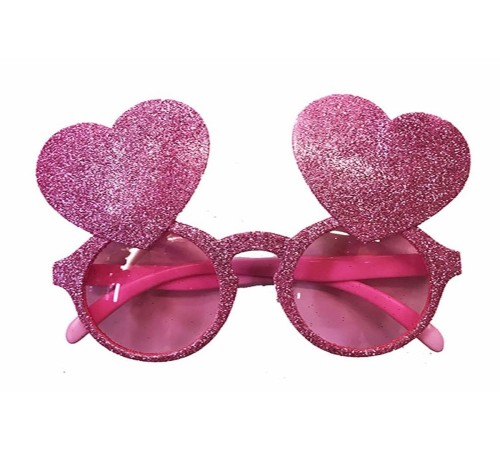 Pembe Renk Sim İşlenmiş Kalp Figürlü Yılbaşı Parti Gözlüğü