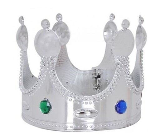 Plastik Kral Tacı Gümüş Renk Çocuk Boy 45 cm