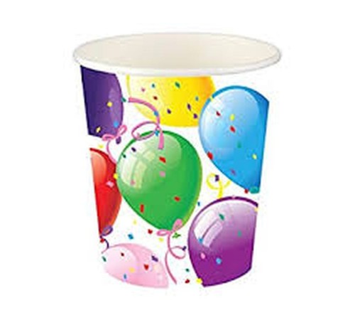 Rengarenk Balonlu Karton Bardak 200cc-8oz 8li