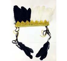 Siyah Beyaz Renk Tüylü Kızılderili Başlığı | Taraftar Başlığı