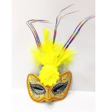 Renkli Tel İşlemeli Güllü Kırılmaz Eva Altın Parti Maskesi 20X25 cm