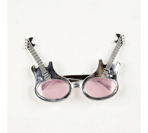 Rockn Roll Retro Gitar Şekilli Parti Gözlüğü Gümüş Renk