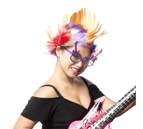 Rockn Roll Retro Gitar Şekilli Parti Gözlüğü Mor Renk