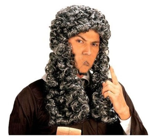 Rönesans Dönemi Permalı Yargıç Hakim Peruğu Gri Renk