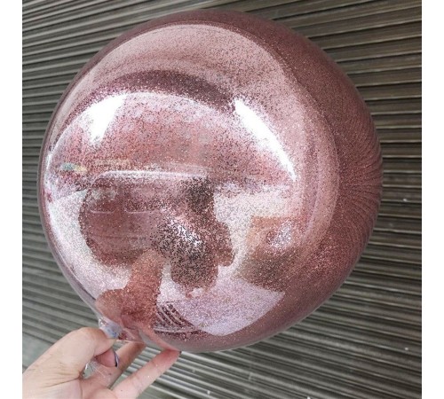 Rose Gold Renk Simli Yuvarlak Şeffaf Balon 24 İnç