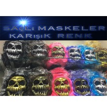 Saçlı Kuru Kafa İskelet Maske 1 Adet