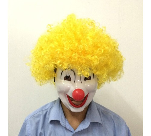Sarı Bonus Peruk Palyaço Maske Seti