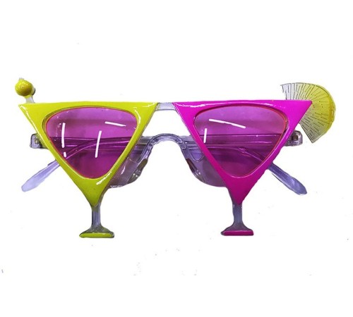 Sarı Pembe Renk Martini Parti Gözlüğü