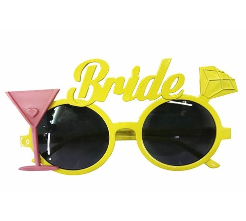 Sarı Altın Renk Bride Bekarlığa Veda Partisi Gözlüğü 8x16 cm