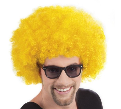 Sarı Renk Kıvırcık Afro Bonus Peruk