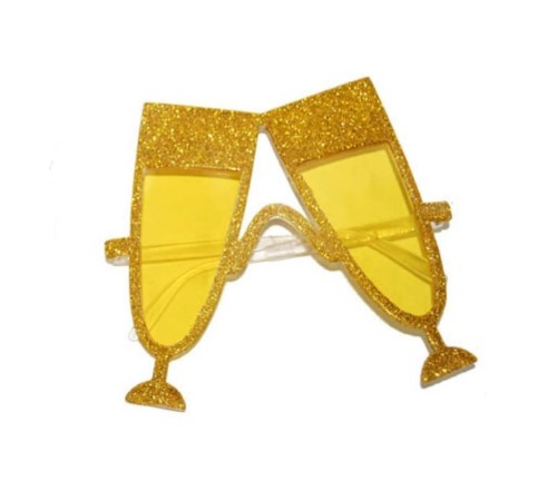Sarı Renk Simli Kadeh Şekilli Parti Gözlüğü