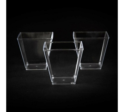 Şeffaf Kristal Mika Ekstra Sert Plastik Prizma Kübik Kase 200 cc 25 Adet