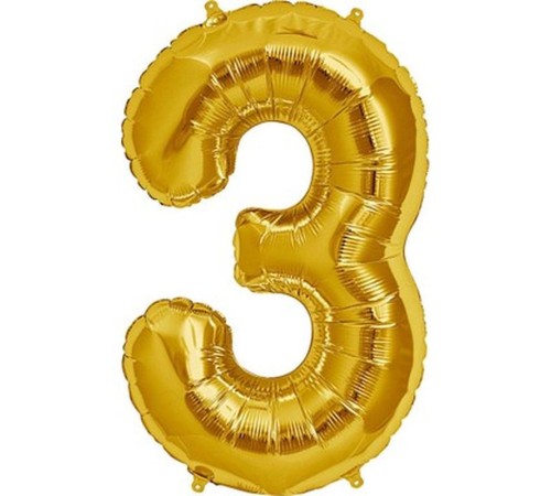 Şekilli Supershape Gold Rakam Folyo Balon 3 Numara