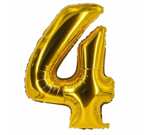 Şekilli Supershape Gold Rakam Folyo Balon 4 Numara
